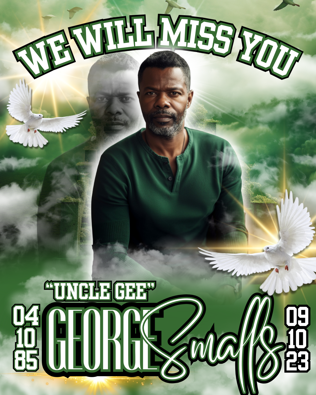 Single Editable Memorial  Design (Green)