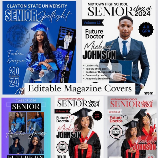 Editable Digital Graduation Magazine Template Bundle Covers