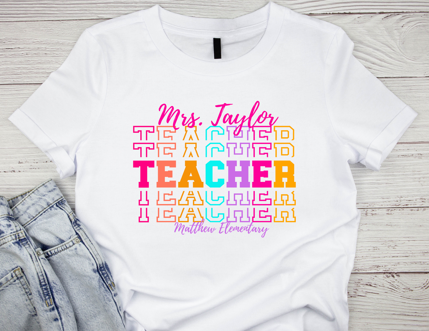 Colorful Stacked Teacher Canva Editable Design